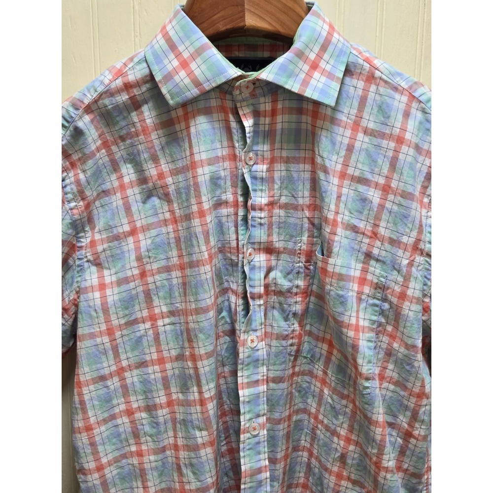 Charleston Threads Shirt Mens‎ Medium Pastel Plaid Long Sleeve Button Front